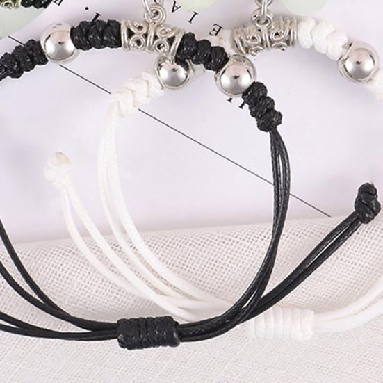 1 Pair Friendship Bracelets Eye-catching Luminous Fine Workmanship Geometric Pendant Decorate Jewelry Cross Adjustable Couple Lover Bracelets