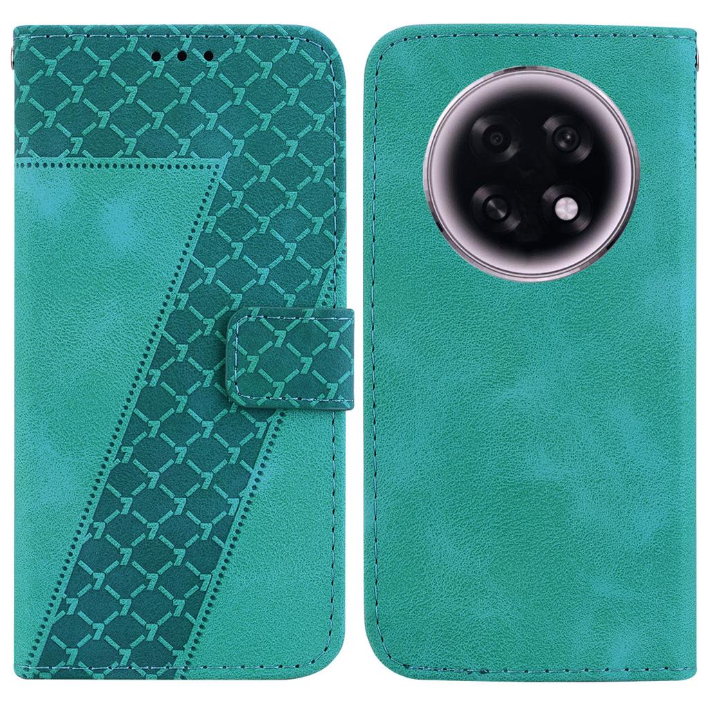 For Oppo F31 Pro+ 5G/A6 GT 5G Stand Case 7-Shaped Pattern Imprint Leather Phone Cover with Strap
