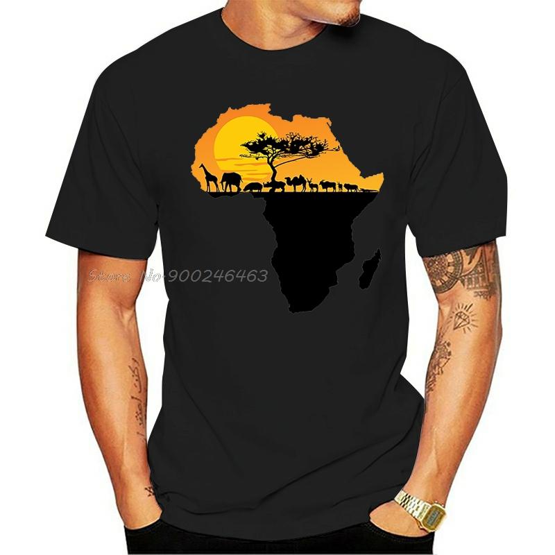 Cool Africa Style T Shirt Men Originality Popular Shirt Brand Good Quality Tee Africa Map Lion Tops Harajuku Streetwear