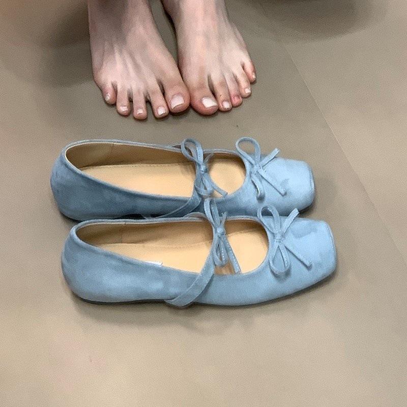 Inner Heightening Shallow Mouth Mary Jane Shoes Summer French Retro Evening Breeze Bow Gentle Single Shoes