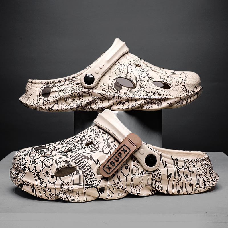 Baotou slippers men's new summer wear non-slip big head sandals men's shit feeling seaside beach hole shoes