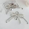 Korean Sweet Pearl Bow Heart Pendant Keychain & Charm Accessory