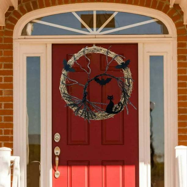 35cm Black Branch Red LED Light Halloween Bat Wreath 35*35cm 170g Door Window Hanging Vine Corridor Luminous Decoration 1 Wreath