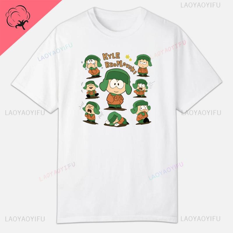 S-South Park Vlastní oblečení Vtipná trička s potiskem Bavlněná trička s krátkým rukávem Jednobarevná trička Oblečení Pánské Streetwear Grafické tričko