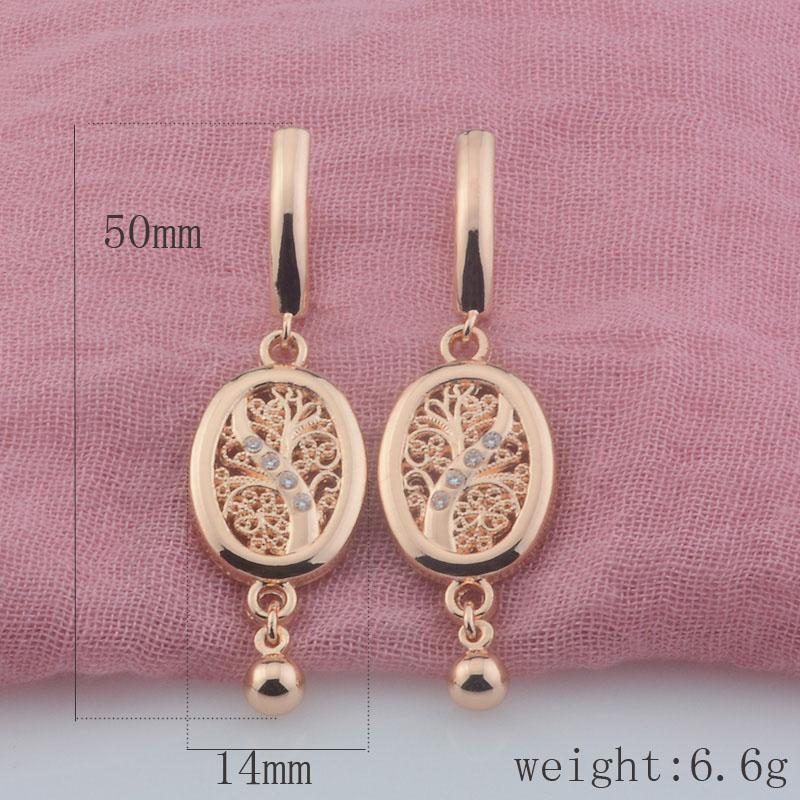 Orecchini Pendenti da Donna in Oro Rosa 585 con Cristallo Ovale Intrecciato Pianta