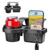 Multifunctional Car Door Cup Holder with Dua l Hanging Hooks Charging Port Window Drink Bottle Holder Stand Phone Key Organizer