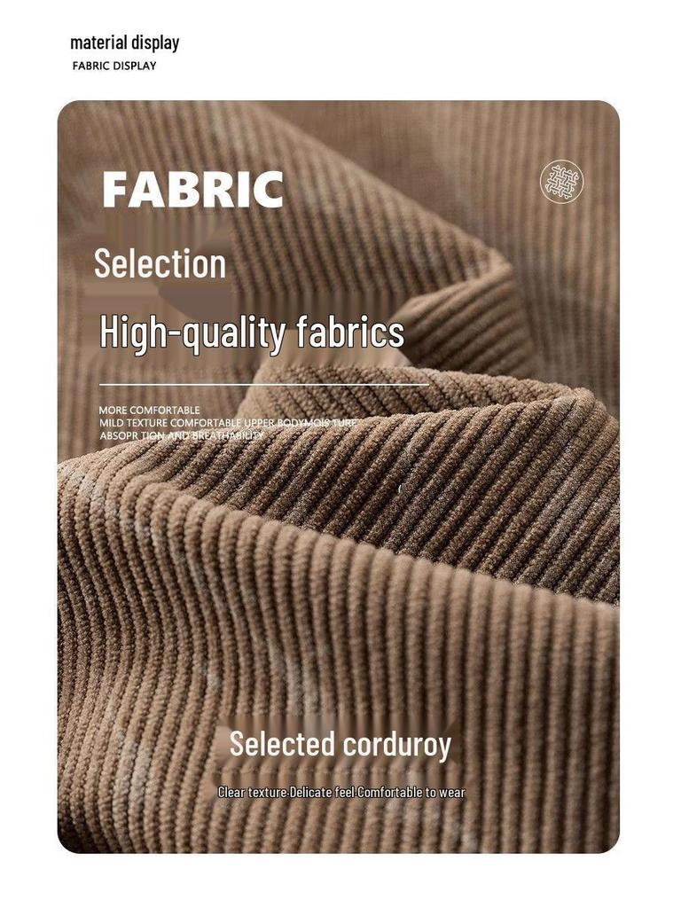 Men's Retro Corduroy Jacket: Spring/Autumn Versatile Loose Casual British Style with Turn-Down Collar.