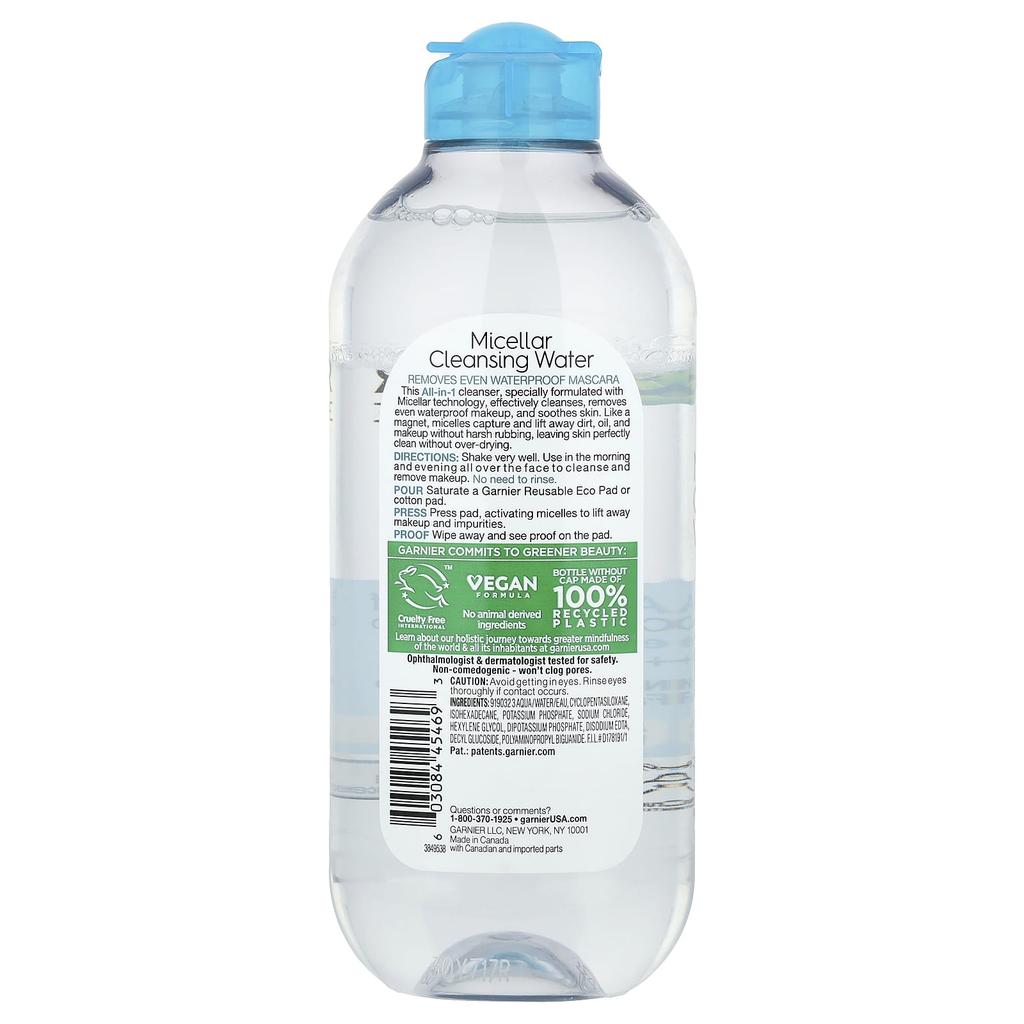 SkinActive, Micellar Cleansing Water, All Skin Types, Sensitive Skin, 400Ml(13.5Fl Oz)