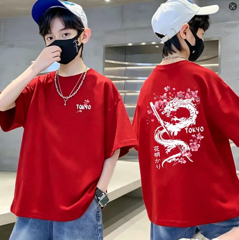 Best-selling 100% cotton children's short-sleeved T-shirt. Medium and small size. Breathable top for children.