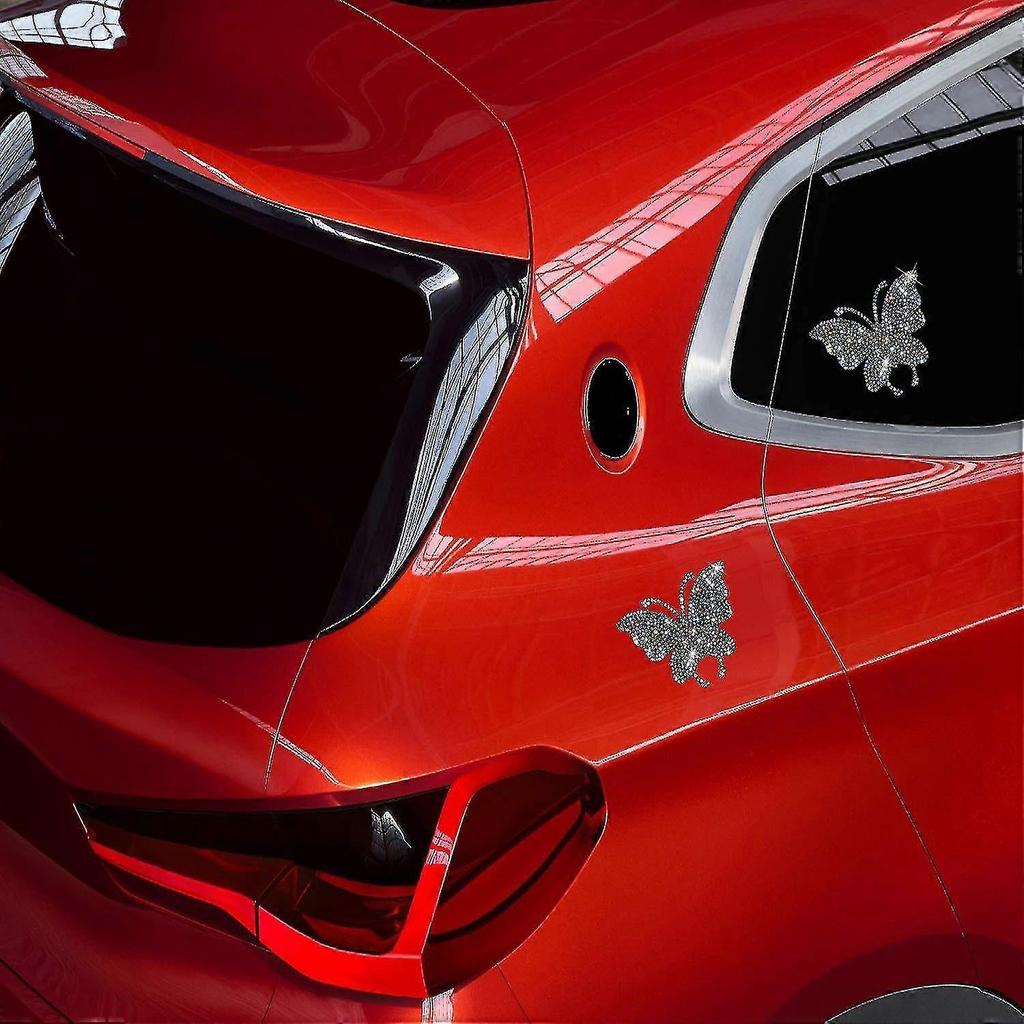 3pieces Crystal Car Stickers, Bling Butterfly Crystal Rhinestone Car Sticker Decal, Bling Butterfly Car Decorations