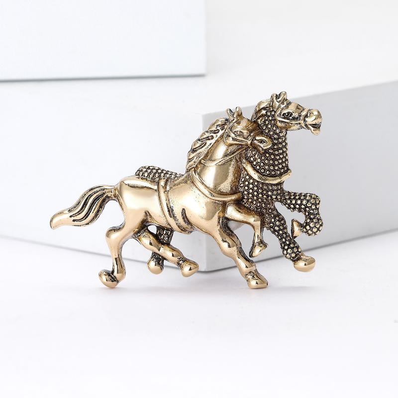 1 Piece 2-Color Animal Party Casual Brooch Pins Vintage Running Horses Brooches For Women Men Diy Accessories Gifts
