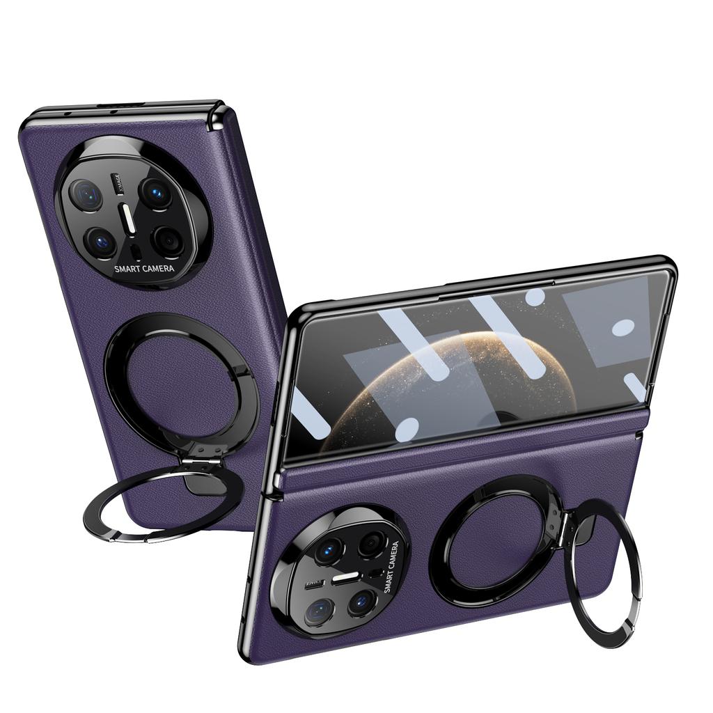 Business Style Pivot Magnetic Leather Case For Huawei Mate X5 X6 Bracket Cover Alloy Stand Ring With Glass Screen Protector