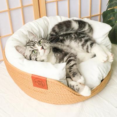 Cestino per gatti Letto rotondo caldo Letto per gatti dolce Letto per gatti accogliente Cuscino per lettino staccabile 2 in1 Letti per gatti Lavabile Grotta per animali domestici