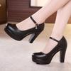 Size 32-43 Women High Heel Shoes Round Toe Thick Heel Wedding Party Shoes Platform Women Pumps Women Offfice Shoes 8cm/10cm/12cm