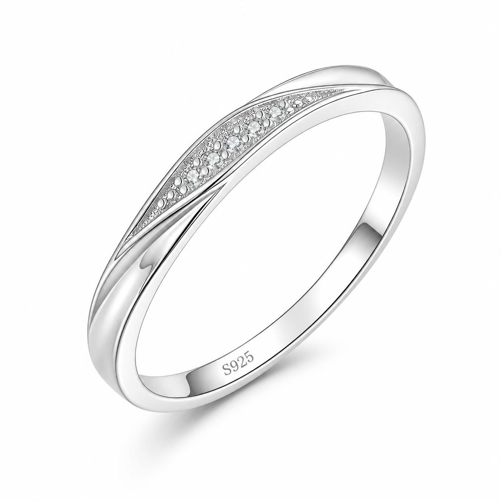 White Gold Moissanite Gemstone 925 Silver Vintage Ring Total Weight 1.8g US Sizes 5-9 Opening Adjustable Daily Dating