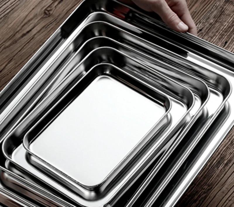 Baking tray With Wire Rack 304 Stainless Steel cake Baking BBQ Pan Tray plate Oven brownie Rack Cooking Roasting Grilling Tool