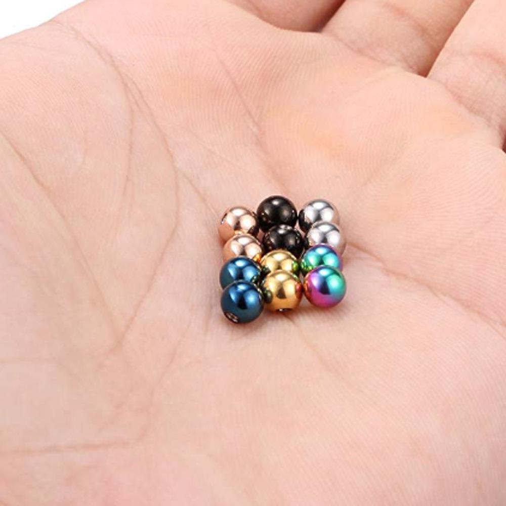 Kolczyk ze stali nierdzewnej z gwintowaną okrągłą kulką - Tytanowa nakrętka, 1,2/1,6 mm