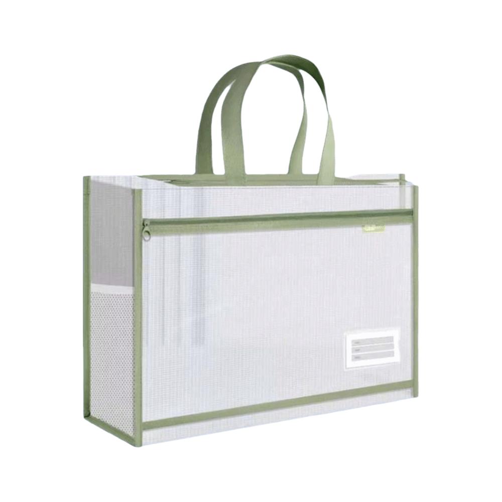 Transparent Mesh Art Bag Large Capacity Test Paper Bag  Carrying Bag зелёный