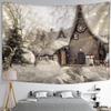 Snow Covered House Tapestry Wall Hanging Christmas Festival Natural Landscape Art Background Cloth Home Decor