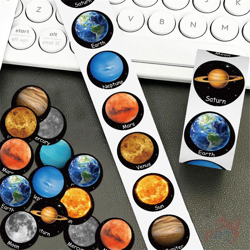 500Pcs/Roll Planets in The Universe Kids Rewards Stickers - DIY Scrapbooks Album Decor Sealing Label Decals