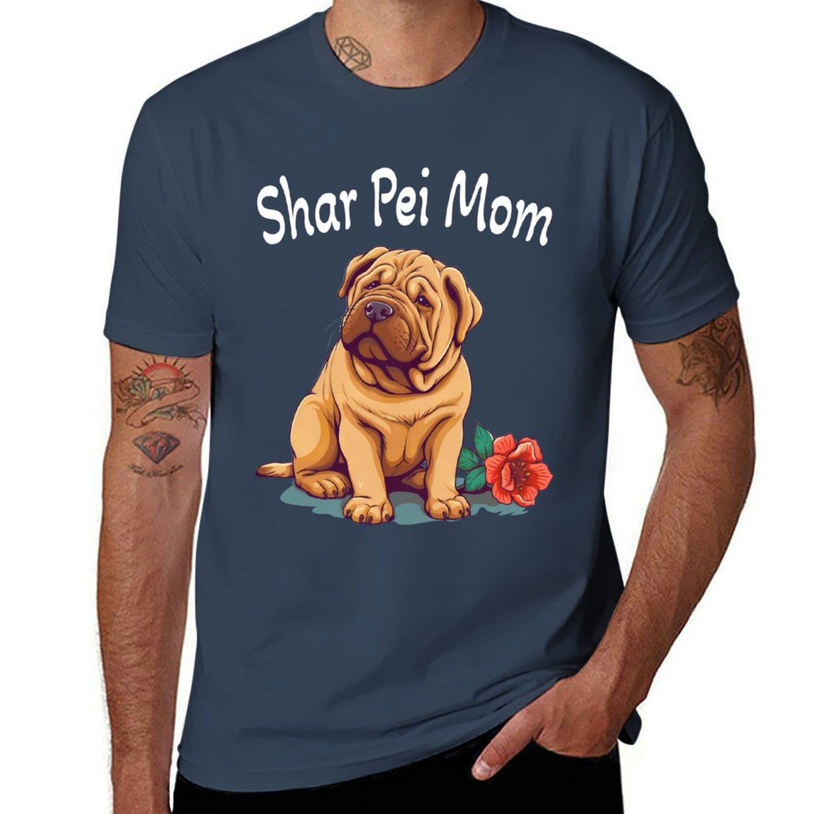 Cute Shar Pei Puppy Dog Shar Pei Mom Tshirt Work Style Casual Tshirt S