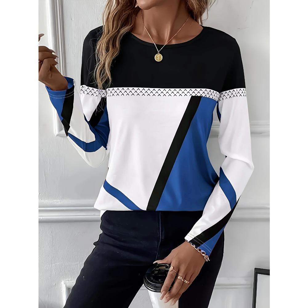 Women's 3D Printed Simple Printed T-shirt Fashion Long Sleeve Round Neck Regular Top Holiday Weekend Spring and Autumn