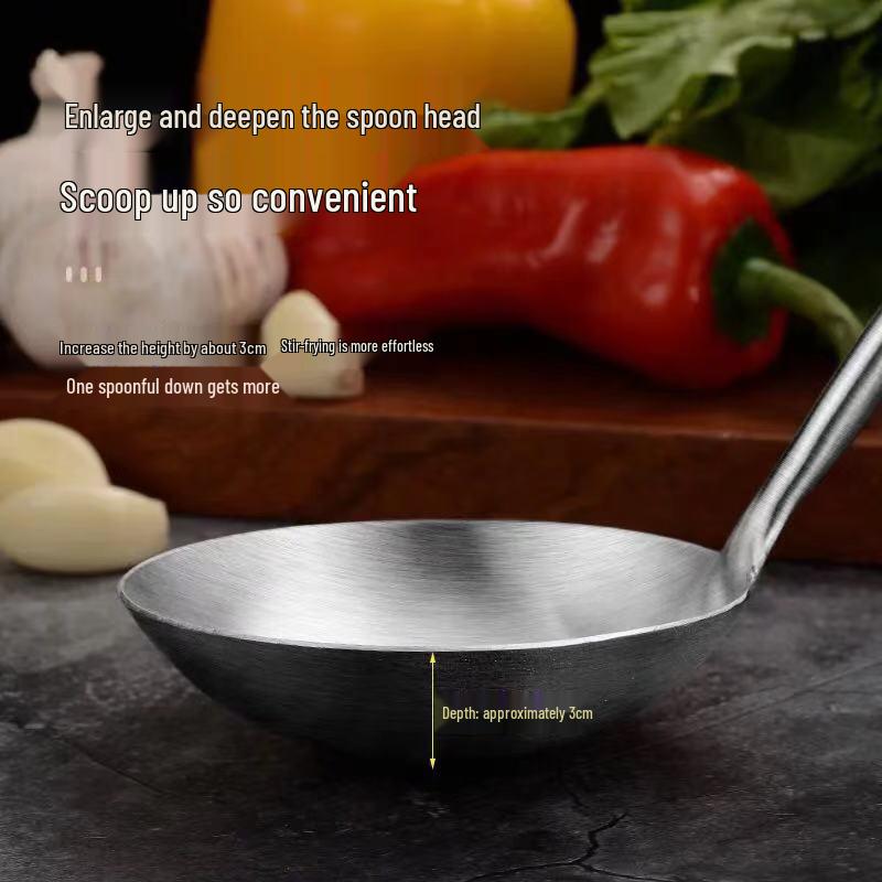 Rosewood Long Handle Stainless Steel Kitchen Utensil Set - Wok Spatula, Non-Stick Skimmer, Slotted Spoon, and Ladle