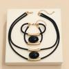 Bohemian Acrylic Snail Oval Eye Wax Cord Necklace And Bracelet Jewelry Set For Women Fashion Accessories Gift