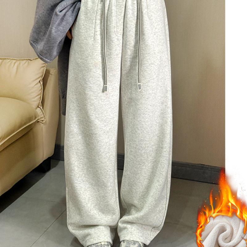 One-button Plus Velvet Trousers for Women In Autumn and Winter New Fashion Thickened Versatile Scimitar Pants Casual Wide-leg Pants