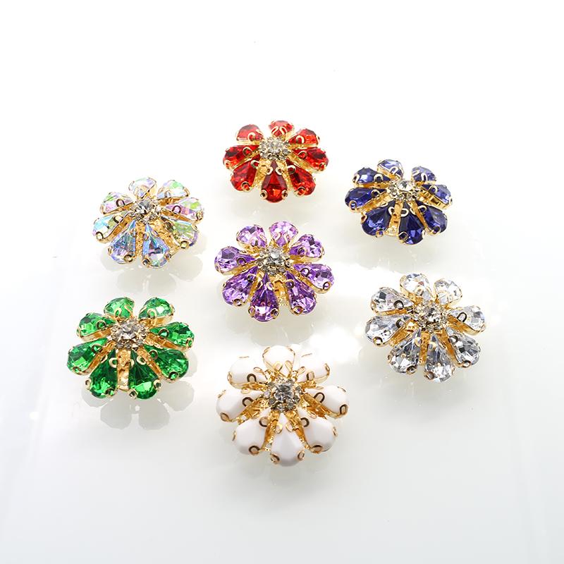 33 * 33MM2Pcs/Lot Floral Diamond Button Fashion DIY Shirt Sweater Suit Versatile Alloy Clothing Buckle Accessories
