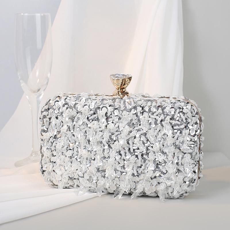 Diamonds Beaded Wedding Chain Shoulder Clutches Plastic Embroidery Party Dinner Purse Tassel Women Evening Bags 2025 New