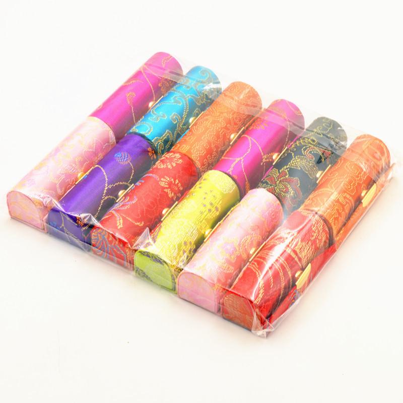 Silk Embroidered Satin Lipstick Box with Mirror
