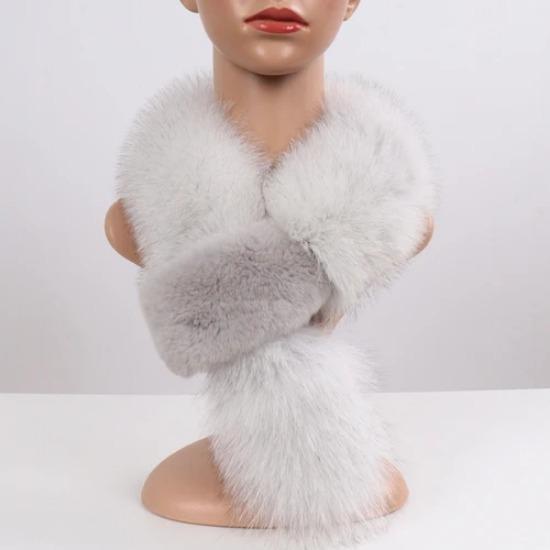New Winter Lady Natural Real Fox Fur scarves Women Warm Fluffy Luxury Genuine Fox Fur Mufflers With Rex Rabbit Fur Scarf