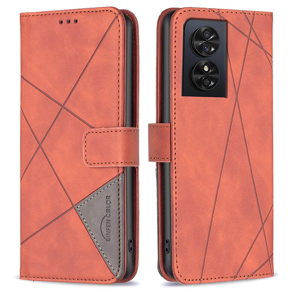 BINFEN COLOR Etui na telefon TCL 50 SE Portfel Stojak Geometryczny Wytłaczany Skórzany Pokrowiec