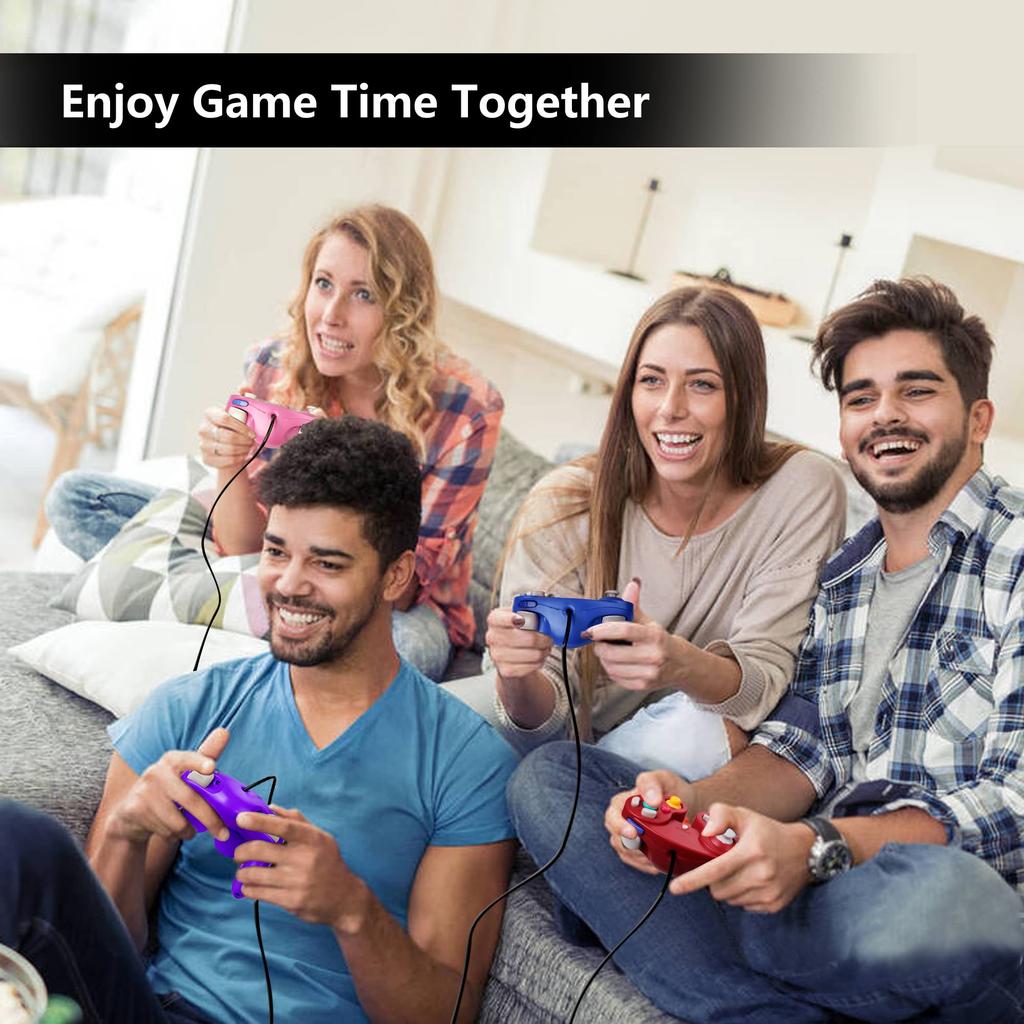 FIOTOK GameCube Controller Classic Wired Controller for Wii and Nintendo Gamecube (Pink & Purple - 2-Pack)