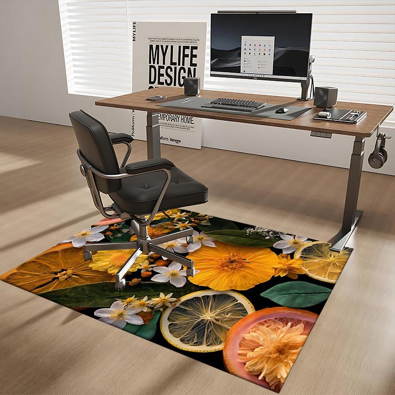 1pc Citrus Floral Office Chair Mat - Festive Gift for Home Decor, Suitable for All Seasons and Rooms.P049