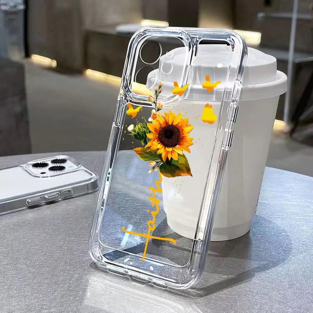 Cute Little Daisy Flowers Clear Phone Case for iPhone 17 Pro Max 16 15 Pro 14 13 12 11 XR XS 17Air 16 Plus Silicone Cover