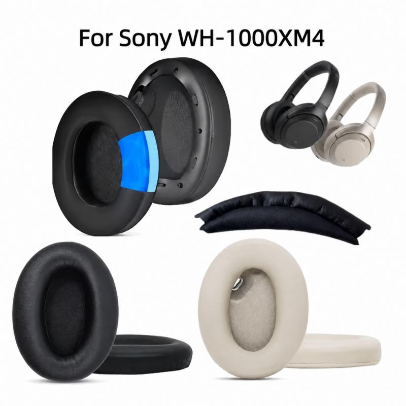 Replacement Earpads & Headband Cushion Covers, Protein Leather Memory Foam Ear Pads Earmuff for Sony WH‑1000XM4 Headphones