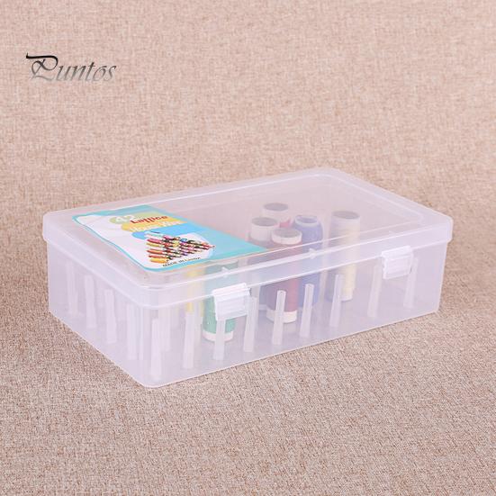 Sewing Box 42 Axis High Capacity Transparent Visible Thread Storage Buckle Closure Home Supply Reel