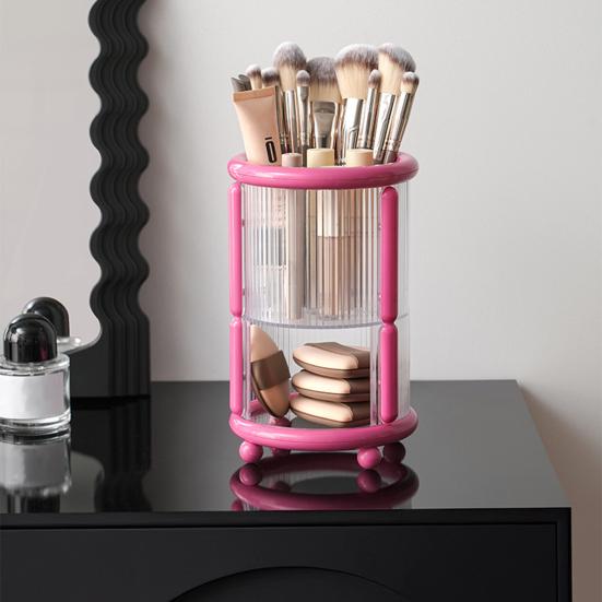 Makeup Brush Holder Desktop Lipstick Eyebrow Pencil Organizer 2-Tier Cosmetic Brush Cup for Dressing Table Organization