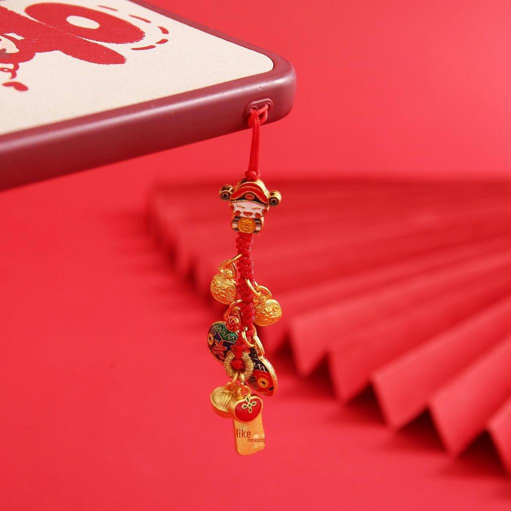 Ancient Gold Keychain Pendant: God of Wealth Swallowing Gold Design