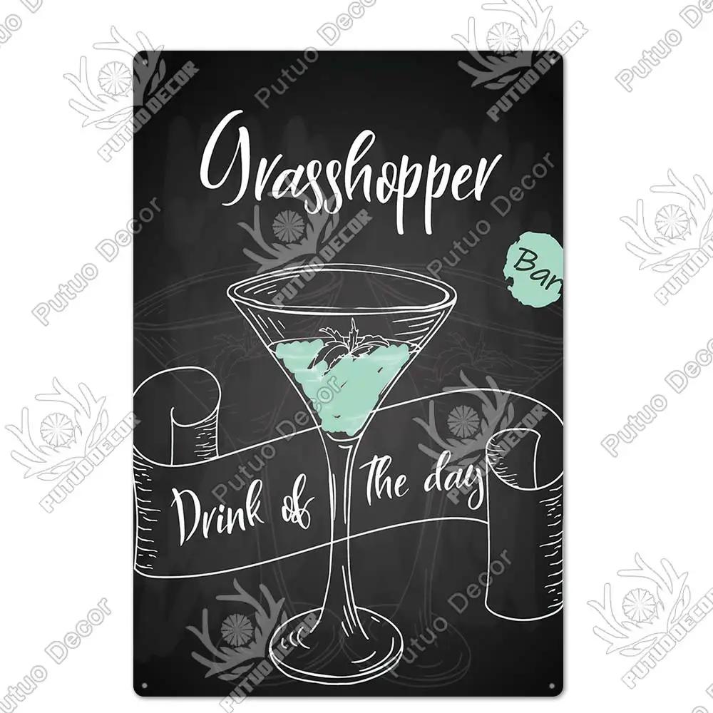 Putuo Decor Vintage Cocktail Metal Sign  Tin Plaque for Wall Decor Perfect for Bar Pub Man Cave or Living Room Decoration  Retro