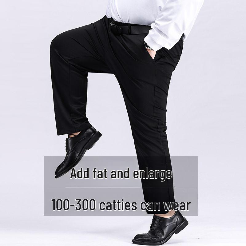 Men's Plus Size Elastic Waist Pants - Loose, Straight, Casual, Mid-Aged Style, Thickened, Plus Velvet