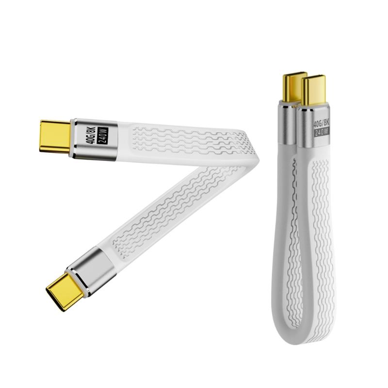 USB4 Cable PD240W Fast Charging 40Gbps Data Transfer Compatible Flexible Design 8K Video Output Aluminum Alloy Texture