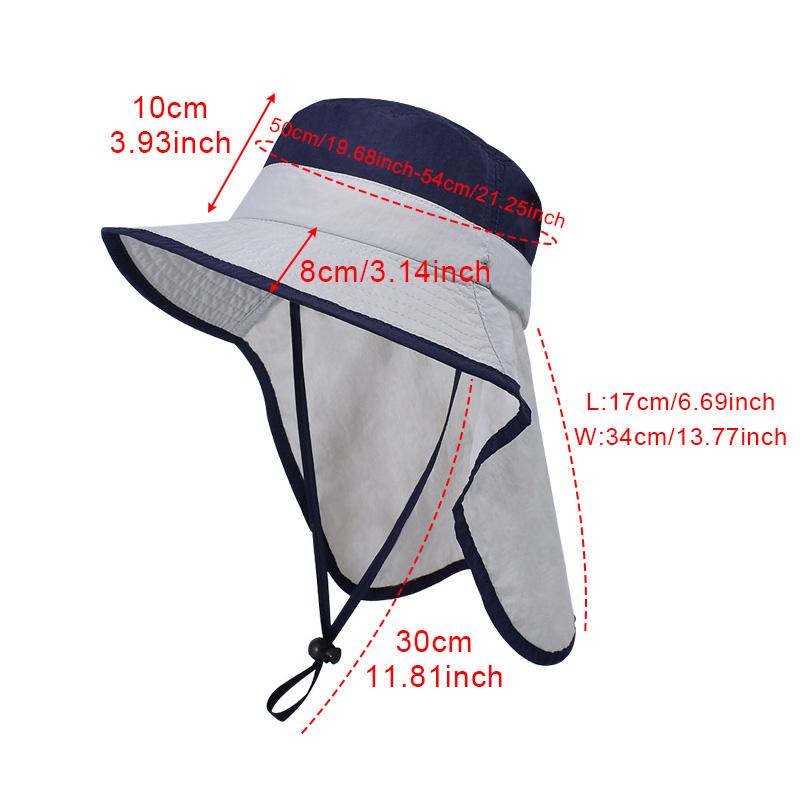 Kapelusz przeciwsłoneczny dla dzieci z osłoną na kark, kapelusz wędkarski z szerokim rondem dla niemowląt, chłopców, dziewczynek, na lato, na zewnątrz, regulowany, ochrona UV, 7 kolorów