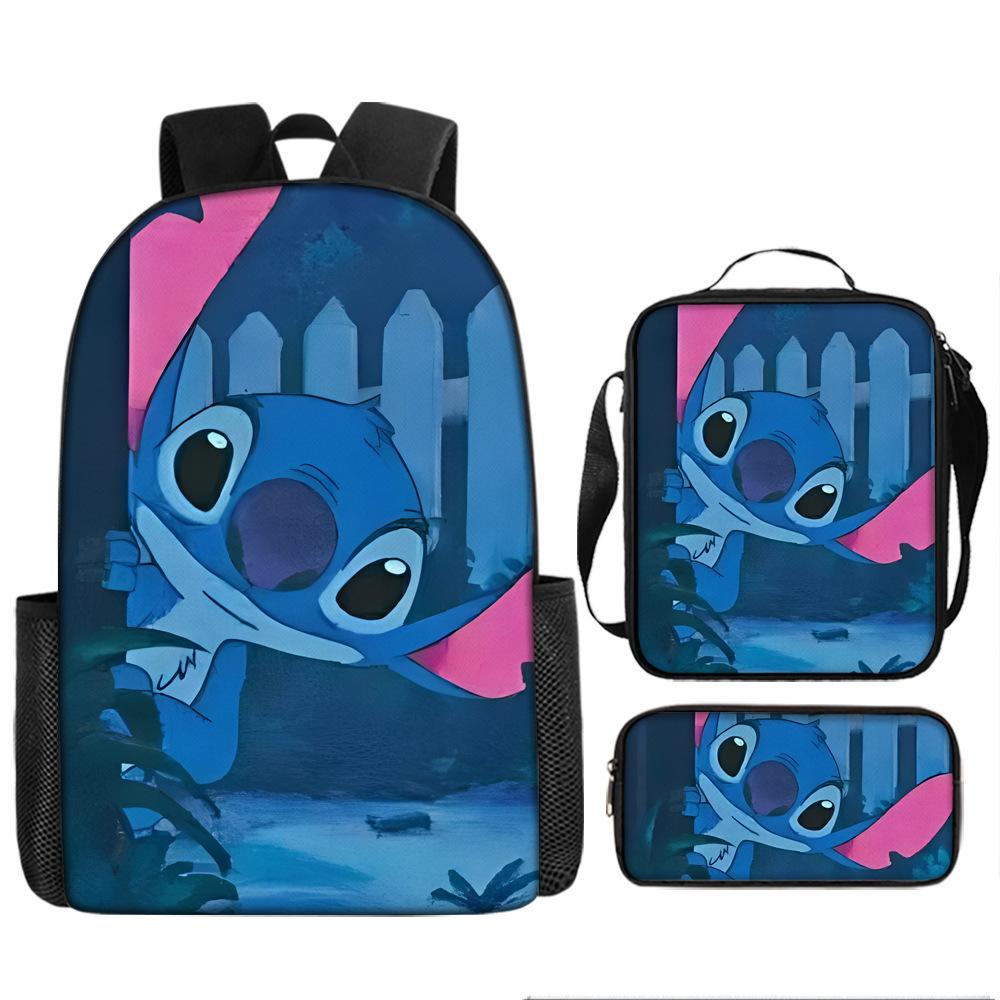 Stitch Kids Backpack Set 3-Piece Student School Bag Lunch Box Pencil Case Digital Print Gift Set for Children