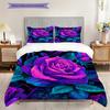 Rose Pattern Bedding Quilt Set Quilt Cover Pillowcase Home Decoration Birthday Gift (1 * Duvet Cover + 2 * Pillowcase, Without Core)