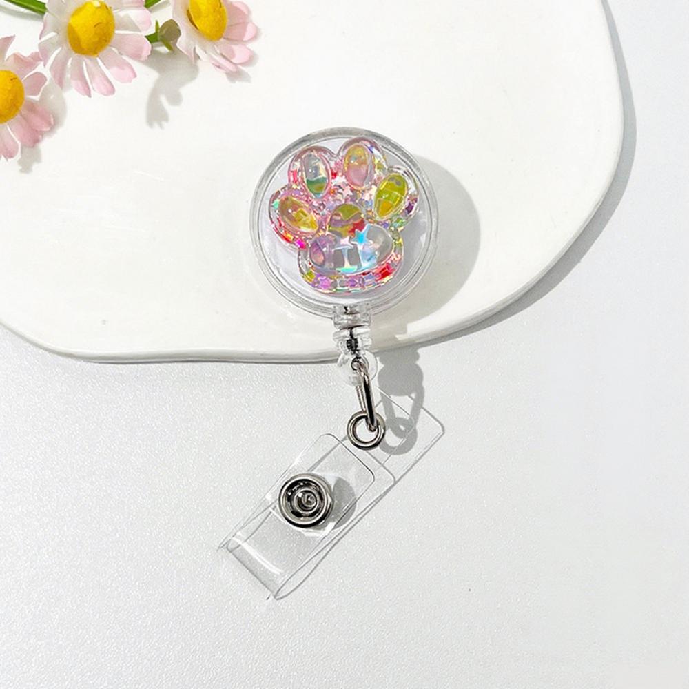 Clear Transparent Flower Retractable Badge Holders For Doctor Nurse Worker Student Name Id Card Holder Keychains Lanyard