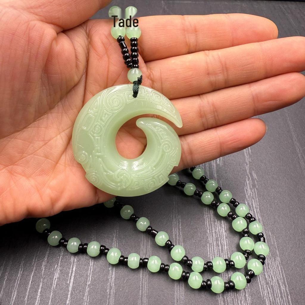 Versatile Jade-Style Lucky Pendant Necklace for Men and Women