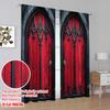 2D flat printing 2pcs Drapes Gothic Doors Red (8) Versatile 100% Polyester  Without Electricity Festive Backdrops Applies to